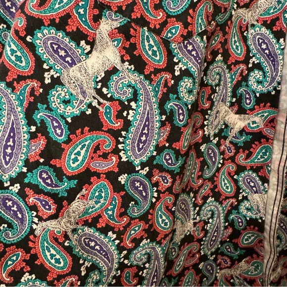 Vintage WRANGLER Cowboy Cut Brushpopper Button Down Paisley Horse Print 16.5 - Picture 7 of 12